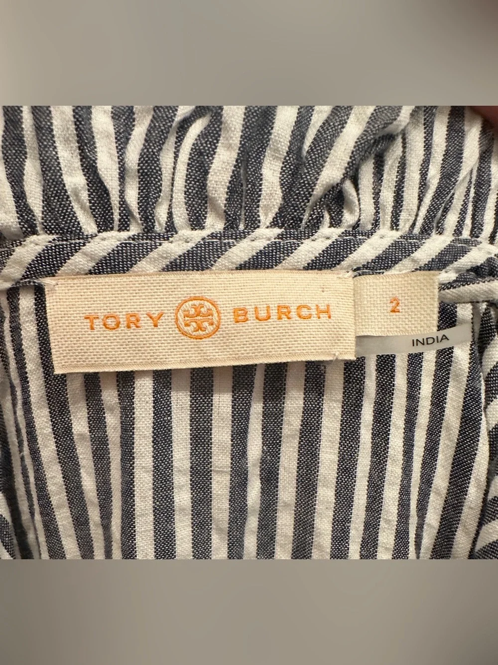 Tory Burch Gray & White Embroidered Cotton Midi Dress NWOT